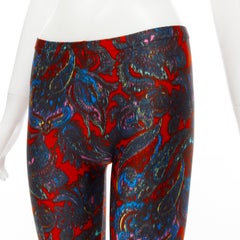 LOUIS VUITTON 2009 Runway red blue paisley print stretchy legging FR34 XS rare