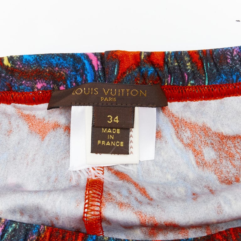 LOUIS VUITTON 2009 Runway red blue paisley print stretchy legging FR34 XS  rare For Sale at 1stDibs