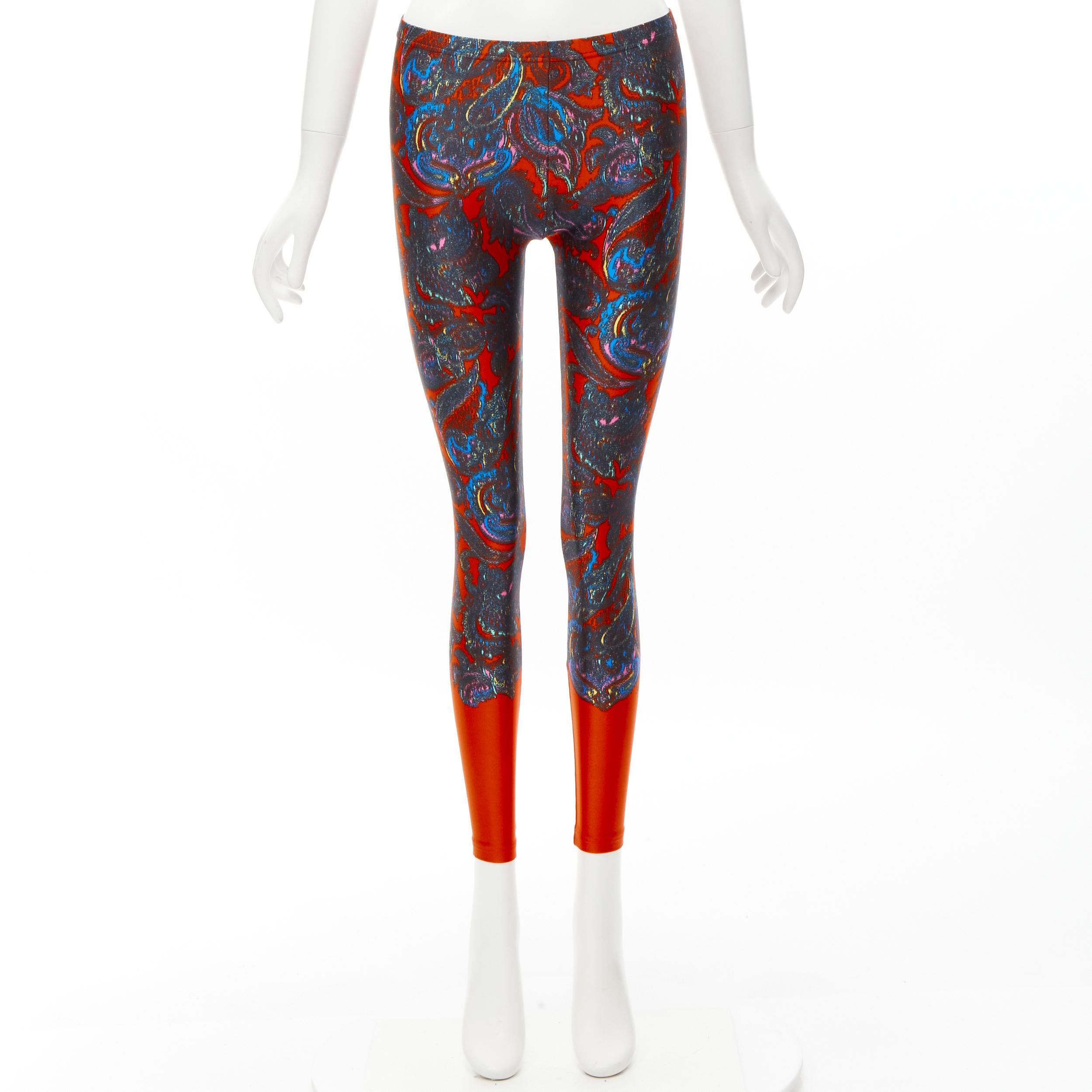 LOUIS VUITTON 2009 Runway red blue paisley print stretchy legging FR34 XS rare For Sale 1