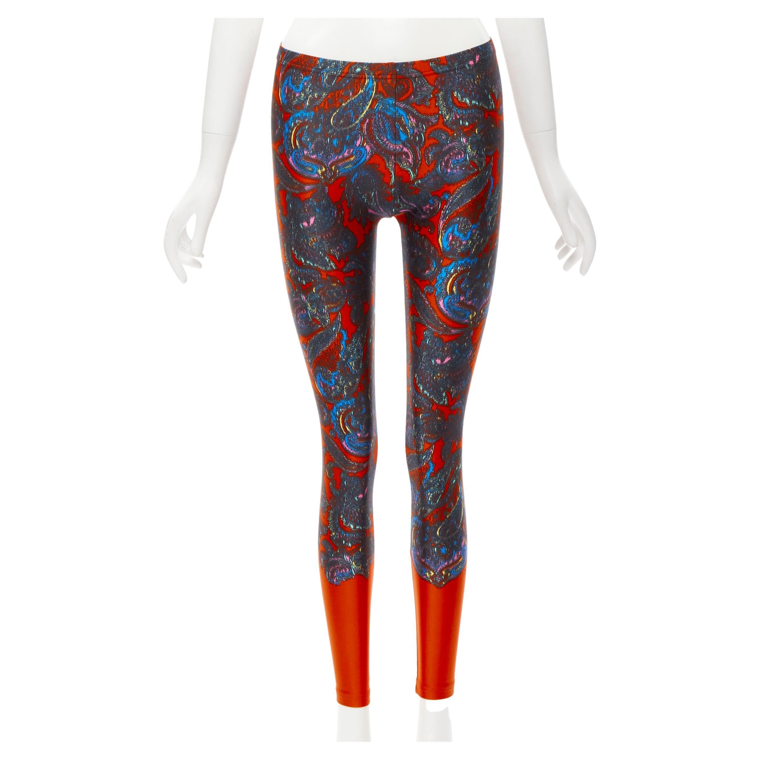 LOUIS VUITTON 2009 Runway red blue paisley print stretchy legging FR34 XS rare For Sale