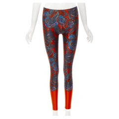 LOUIS VUITTON 2009 Laufsteg-Legginghose mit rot-blauem Paisleymuster FR34 XS selten