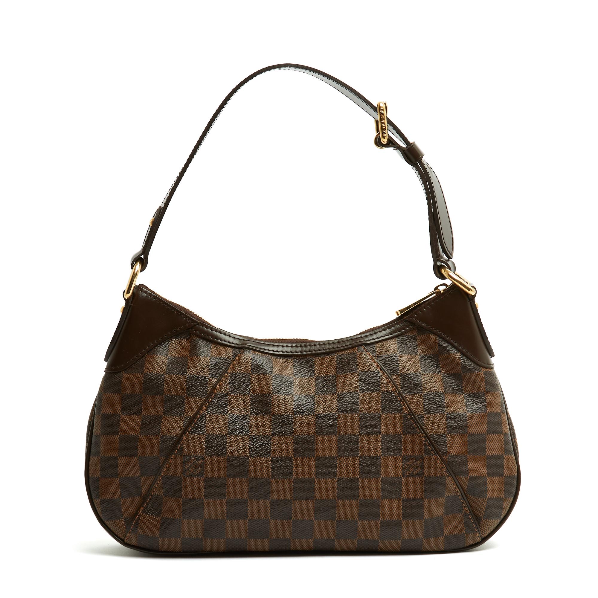 Louis Vuitton 2010 Bolso de hombro de lona Damier Ebene LV Sac Thames Negro en venta