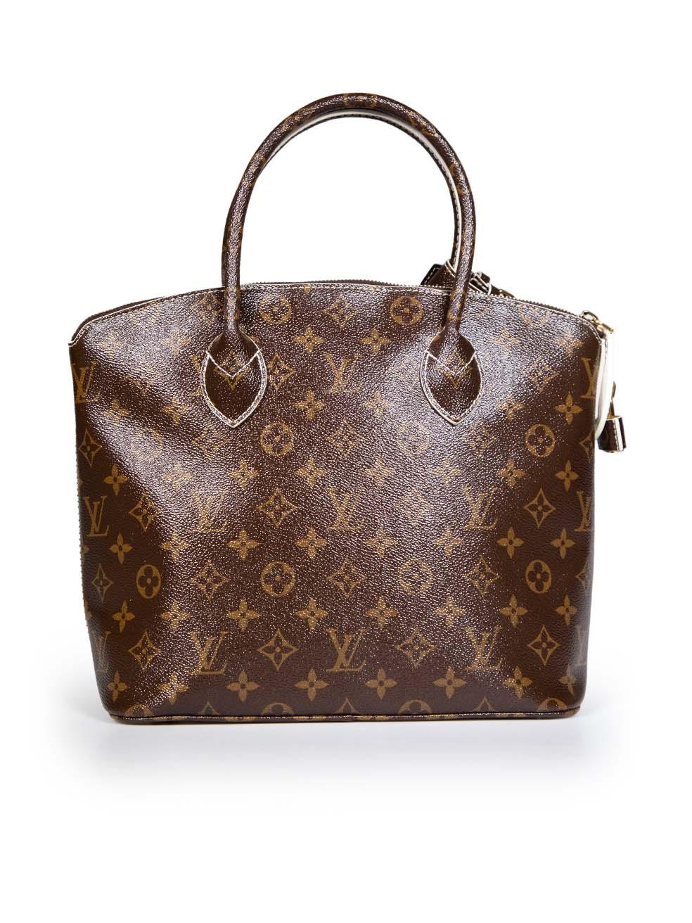 Louis Vuitton 2011 Brown Leather Monogram Fetish Lockit Bag In Excellent Condition In London, GB
