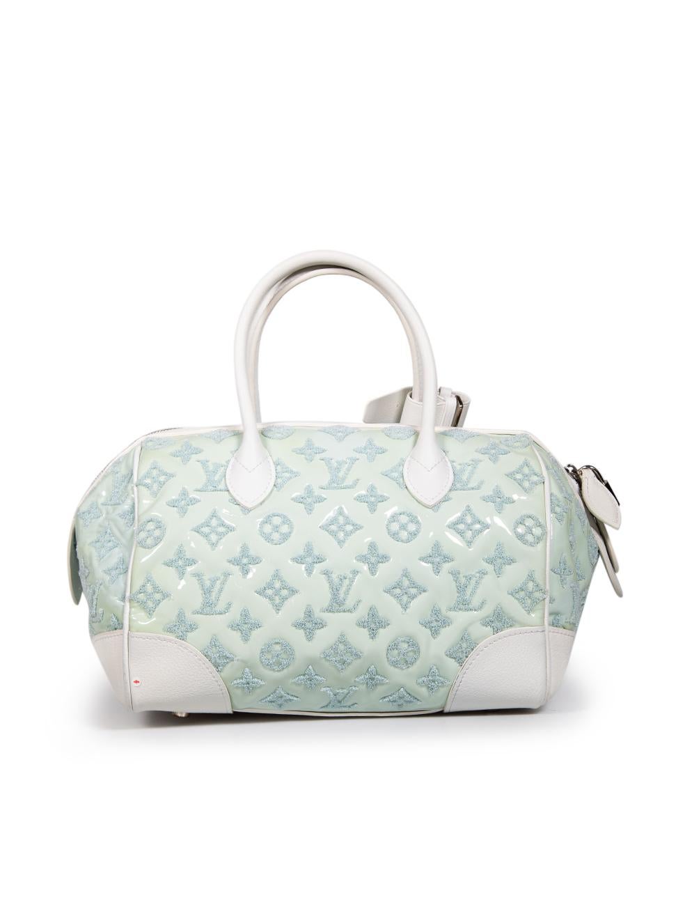 Gray Louis Vuitton 2012 Blue Patent Monogram Speedy