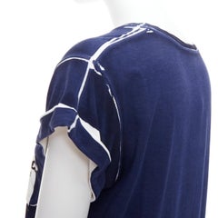 LOUIS VUITTON 2012 Cruise Eiffle Tower Paris print navy viscose silk tshirt S