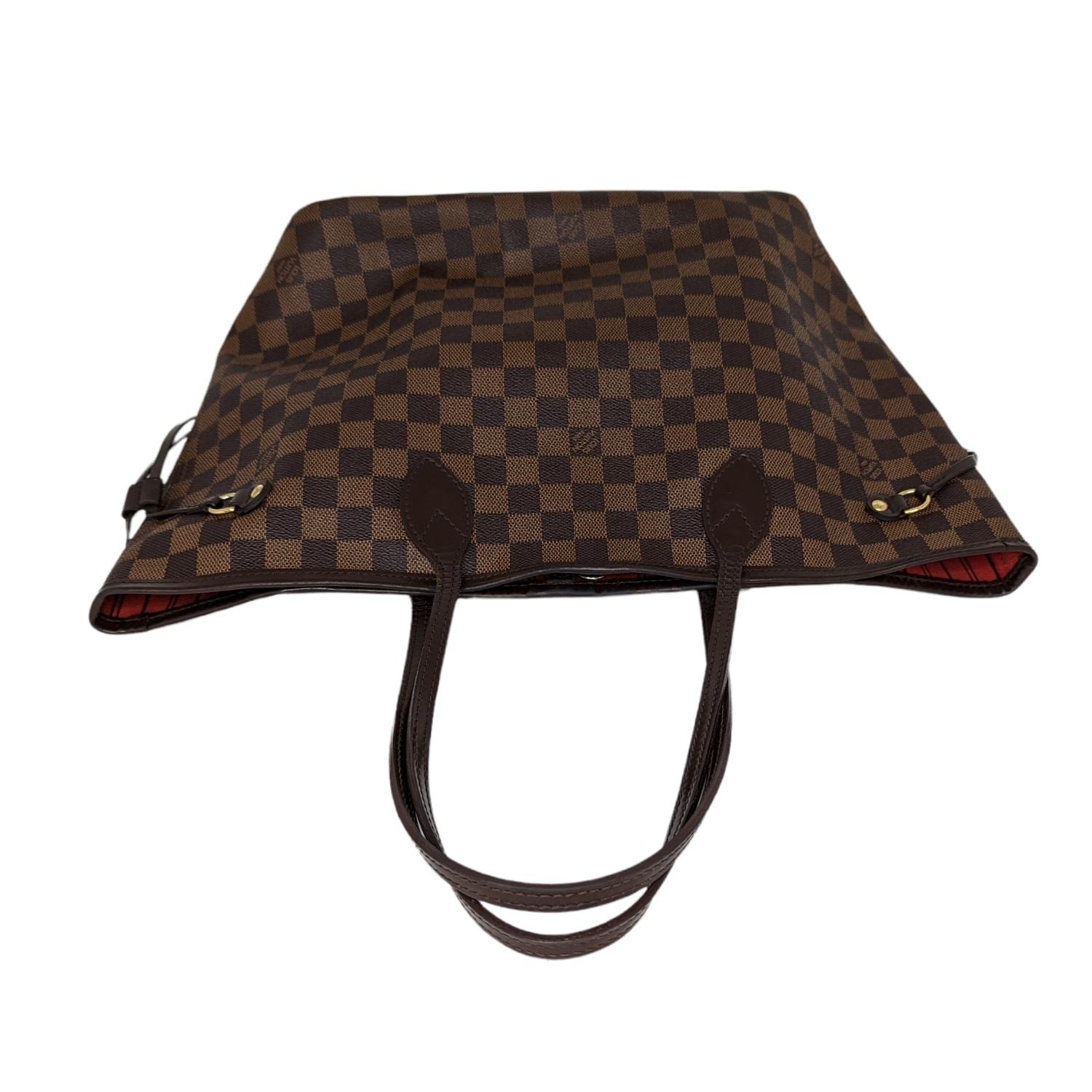 Black Louis Vuitton 2012 Damier Ebene Neverfull MM Tote