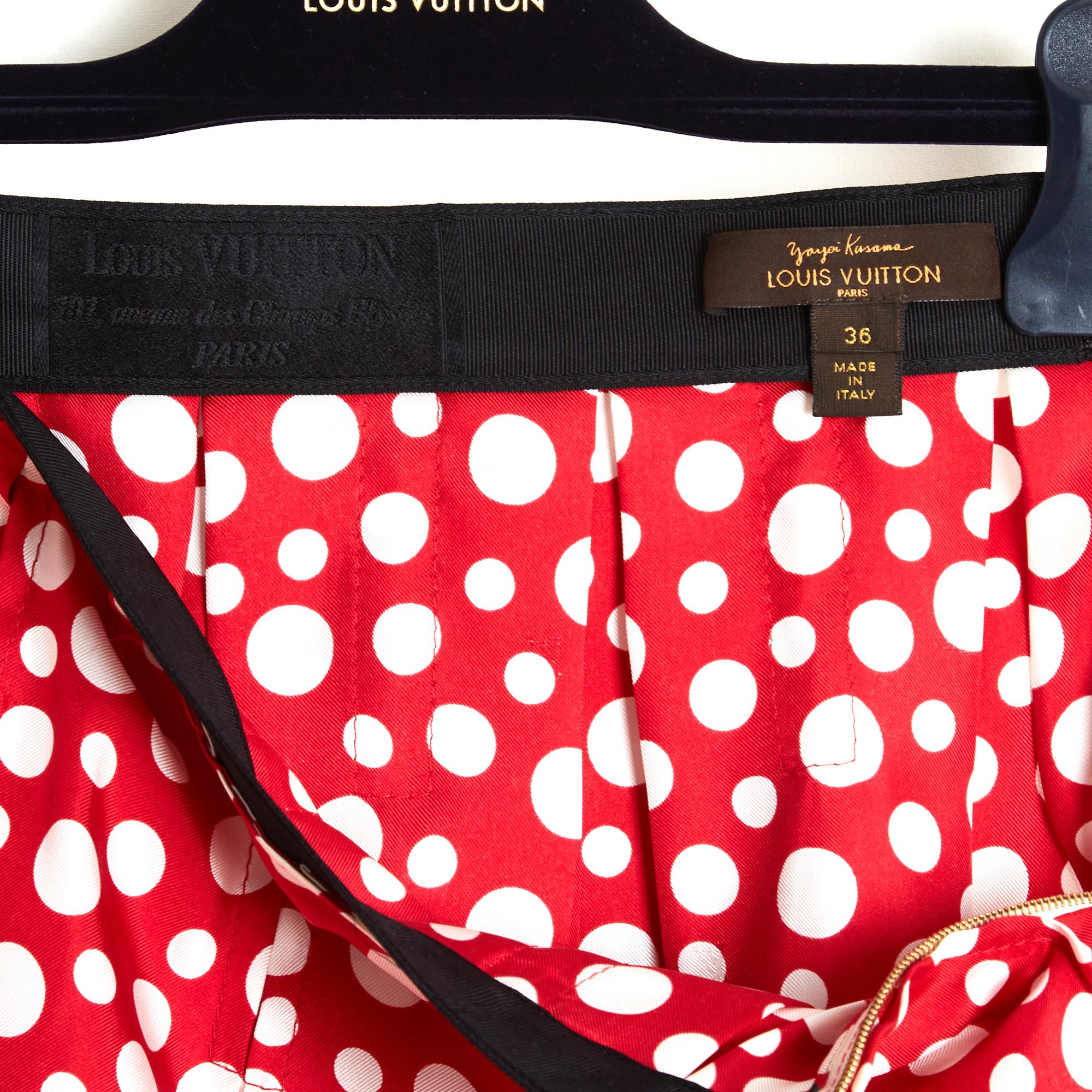 Mini jupe FR36 LV Kusama à pois en soie Louis Vuitton 2012 GB8 US6 en vente 1