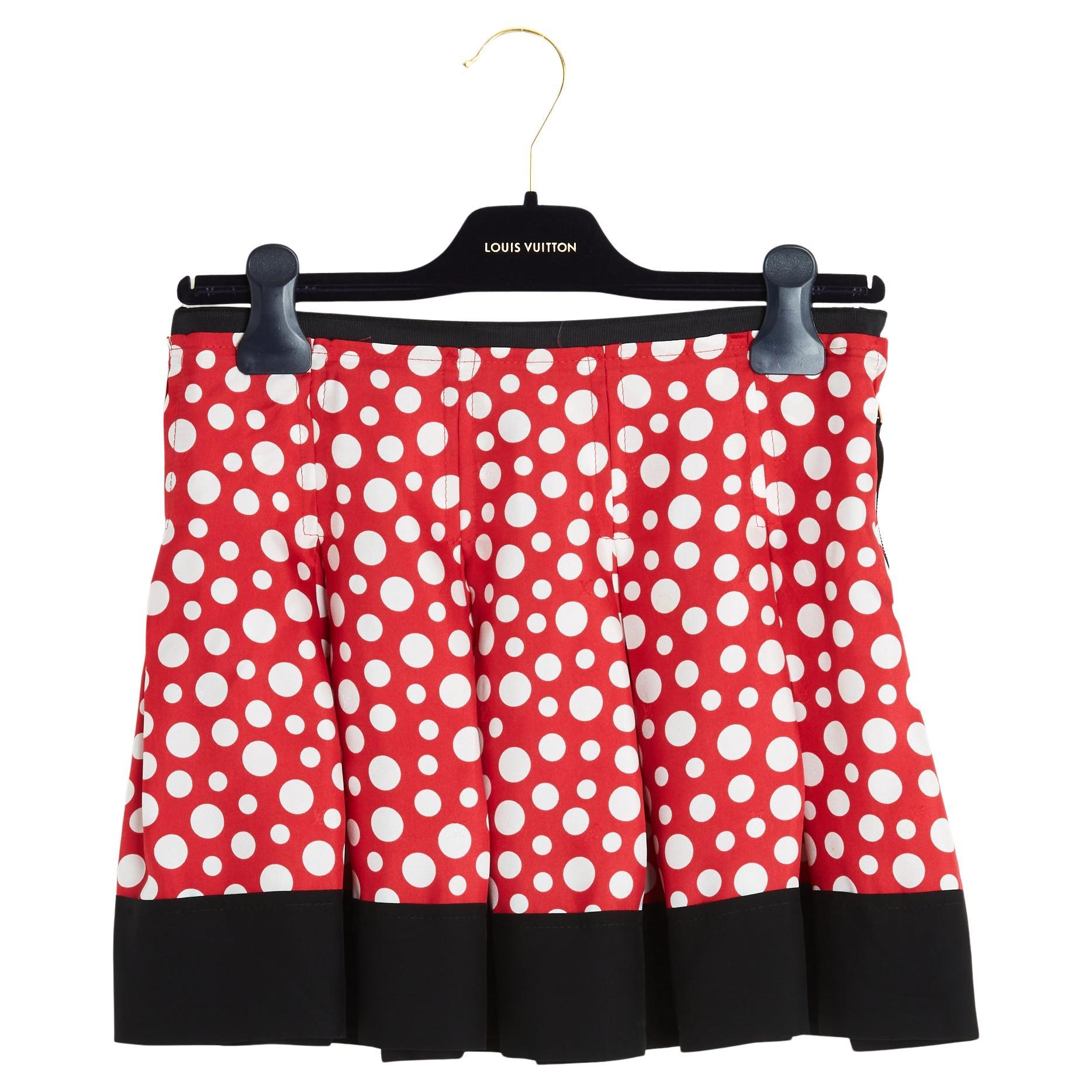 Mini jupe FR36 LV Kusama à pois en soie Louis Vuitton 2012 GB8 US6 en vente