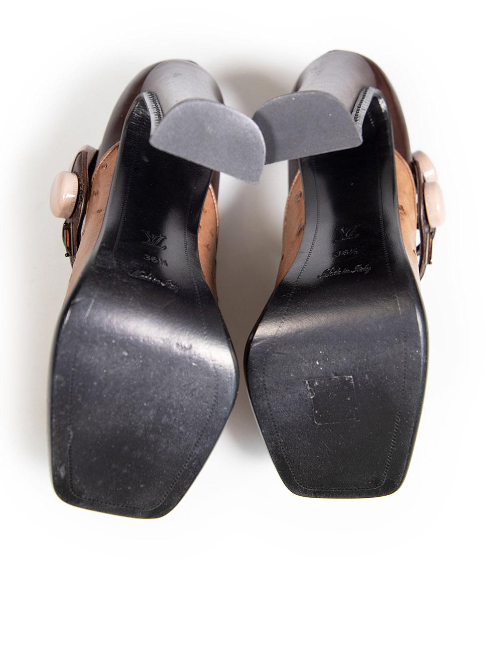 Women's Louis Vuitton 2012 Runway Brown Ostrich Pumps Size IT 36.5