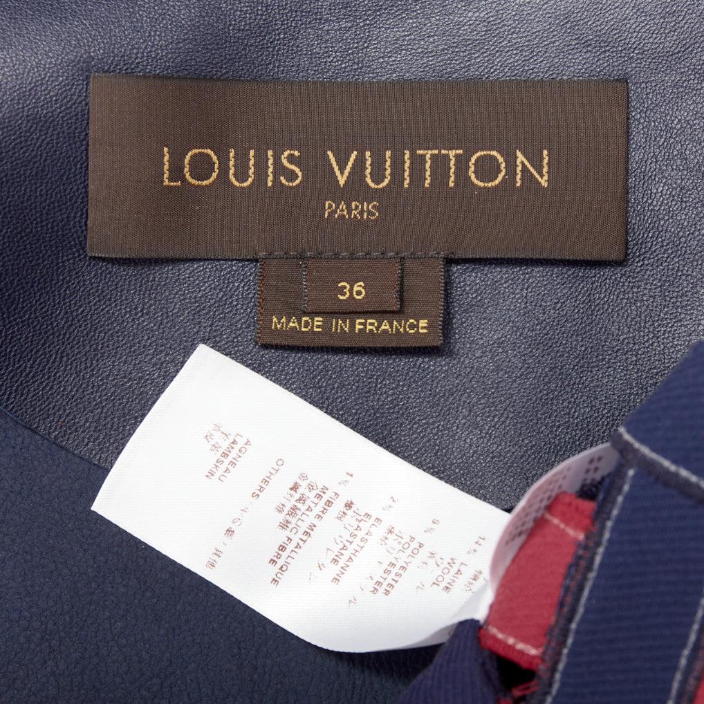 LOUIS VUITTON 2012 Giacca in pelle intrecciata con paillettes rosso navy FR36 S in vendita 5