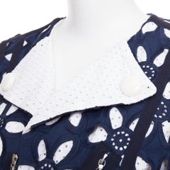 LOUIS VUITTON 2012 Laufsteg navy weiß florale Stickerei anglais Bikerjacke FR38