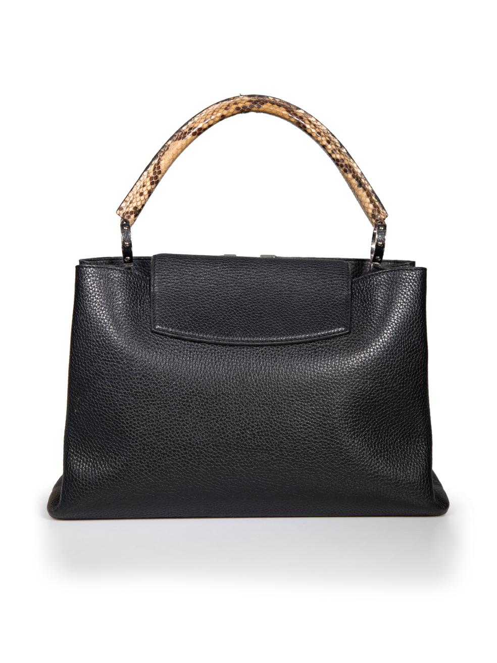 Louis Vuitton 2014 Black Leather Taurillon Python Capucines MM In Good Condition For Sale In London, GB