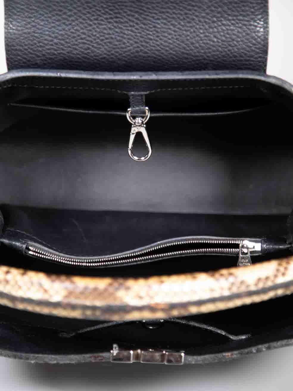 Louis Vuitton 2014 Black Leather Taurillon Python Capucines MM For Sale 1