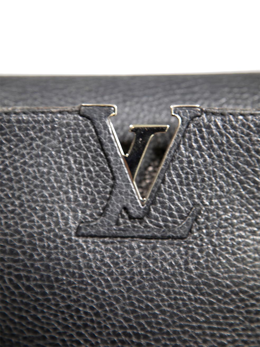 Louis Vuitton 2014 Black Leather Taurillon Python Capucines MM For Sale 2