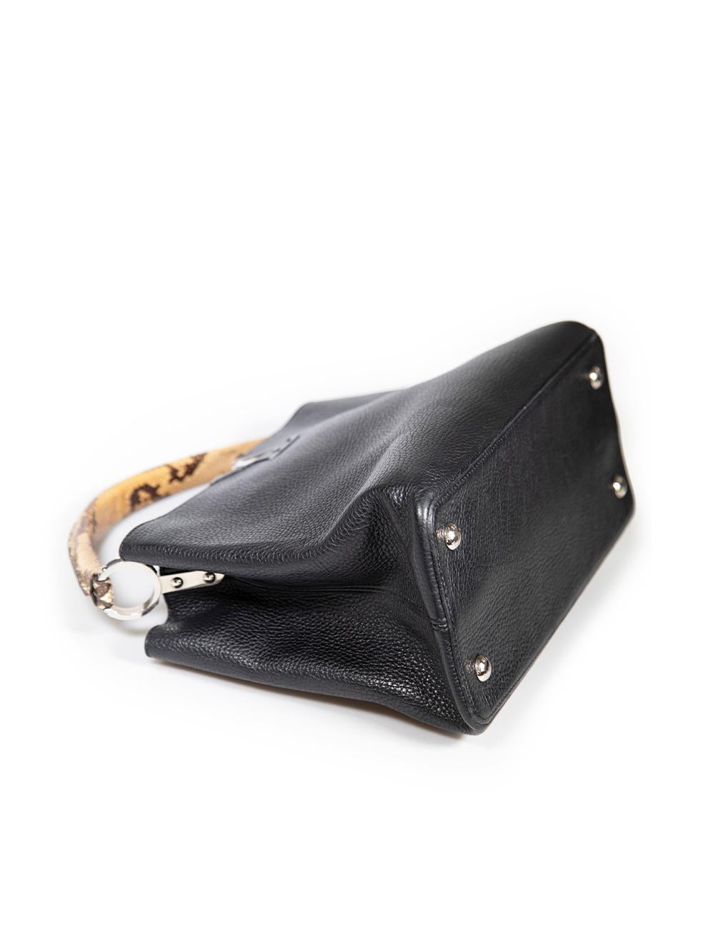 Louis Vuitton 2014 Black Leather Taurillon Python Capucines MM For Sale 3