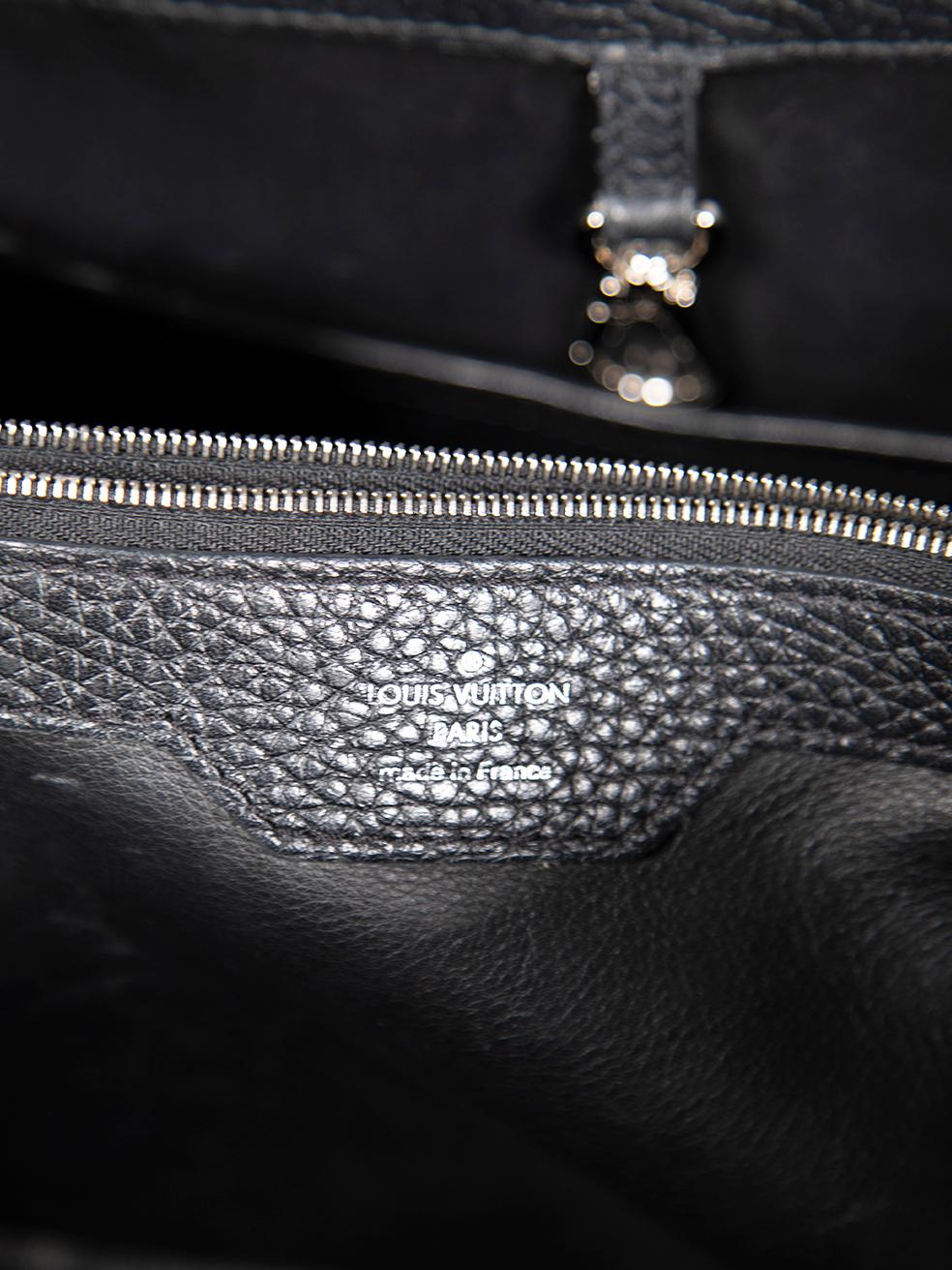 Louis Vuitton 2014 Black Leather Taurillon Python Capucines MM For Sale 4