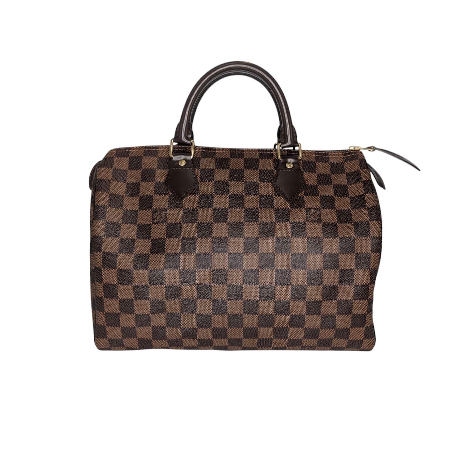 Gray Louis Vuitton 2014 Damier Ebene Speedy 30 Satchel For Sale