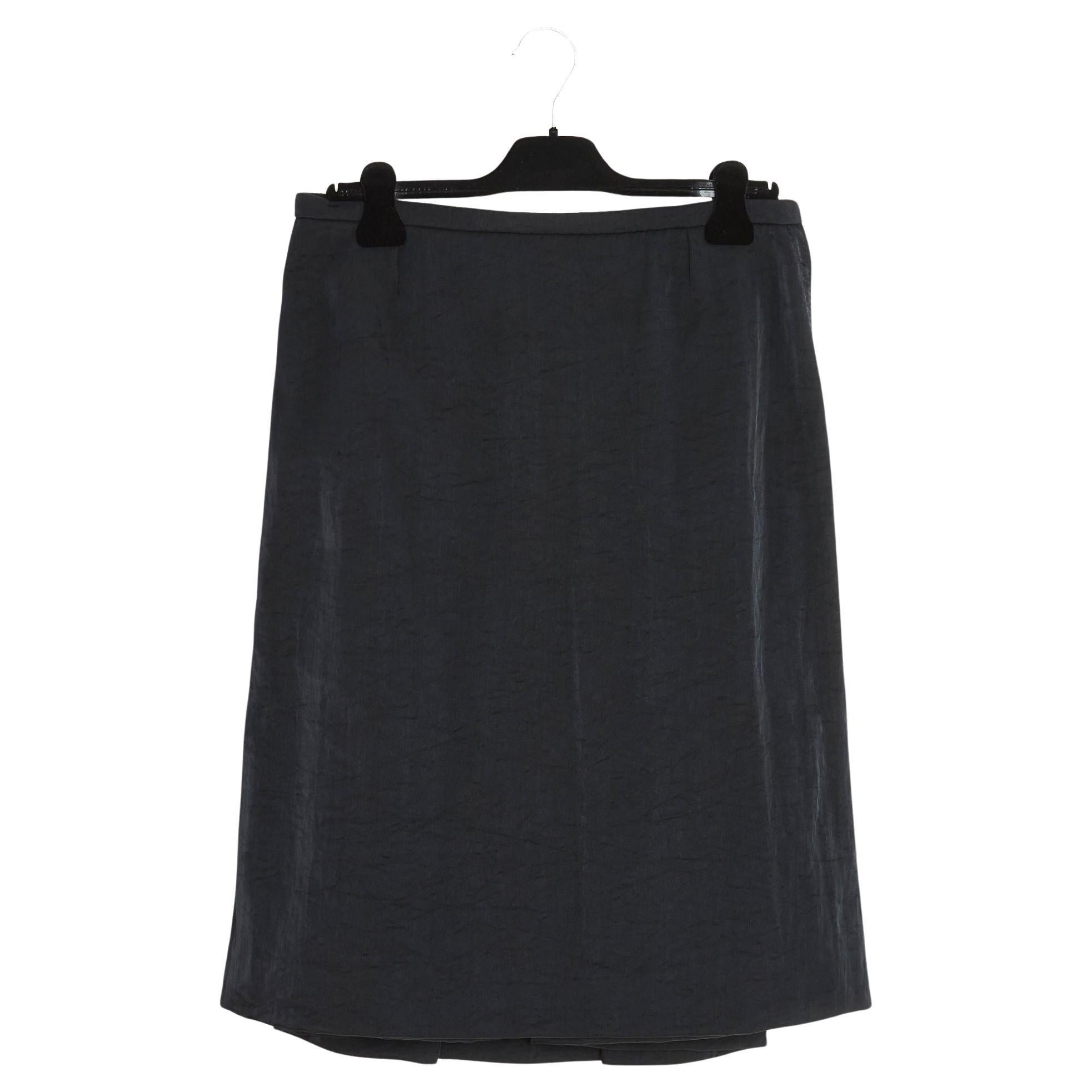 Louis Vuitton 2015 Black Straight Pleated Skirt FR40/42 For Sale