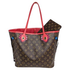 Louis Vuitton 2015 Monogram Totem Neo Neverfull MM Flamingo Tote & Pochette