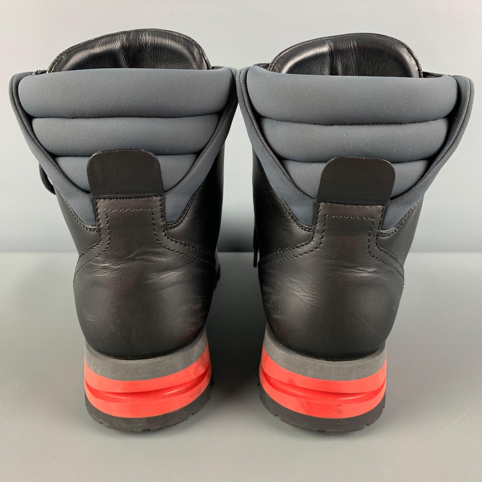 LOUIS VUITTON 2015 Size 10 Black Red Calfskin Damier Blizzard Boots 1