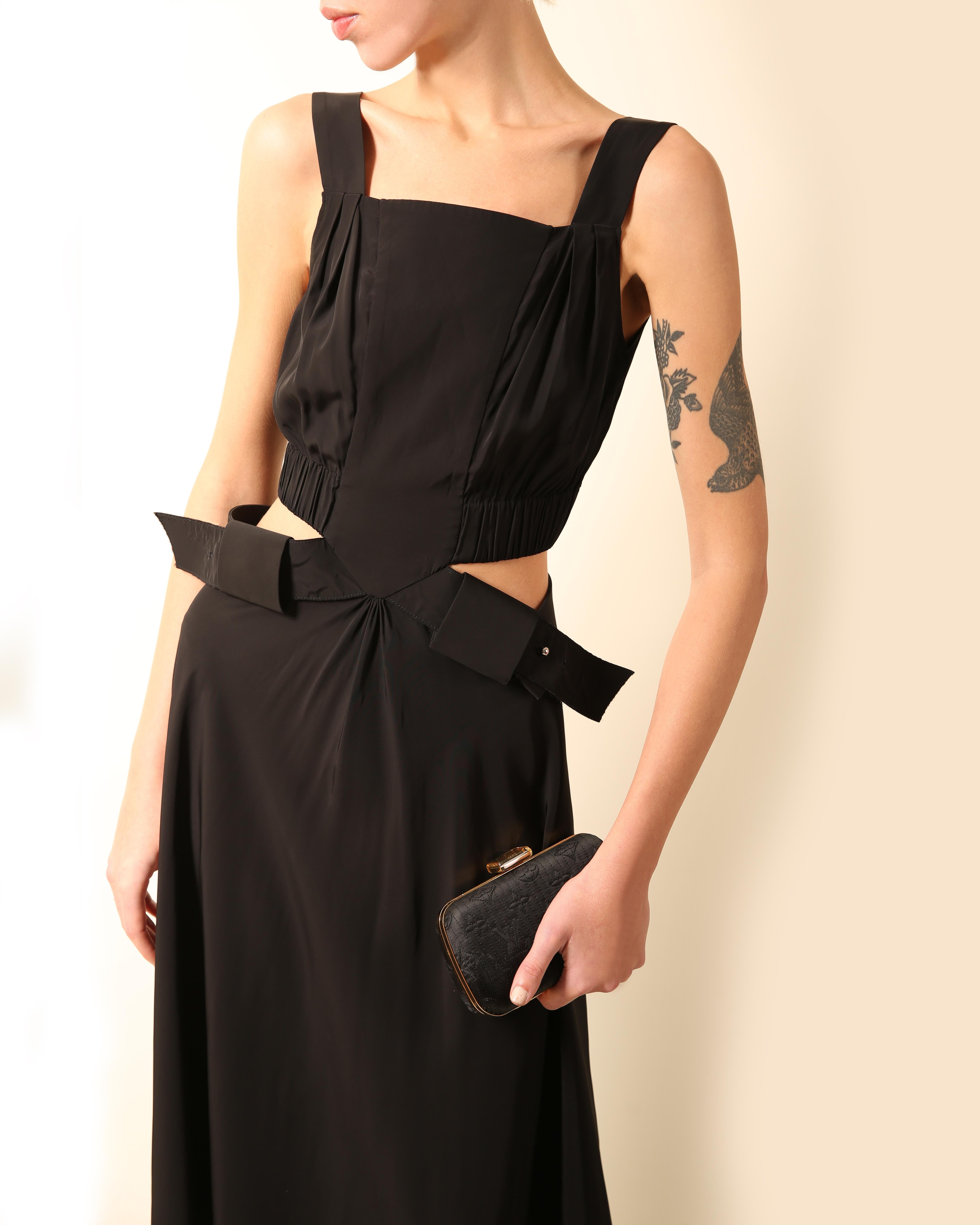Louis Vuitton 2016 black cut out belted maxi dress FR 34 2