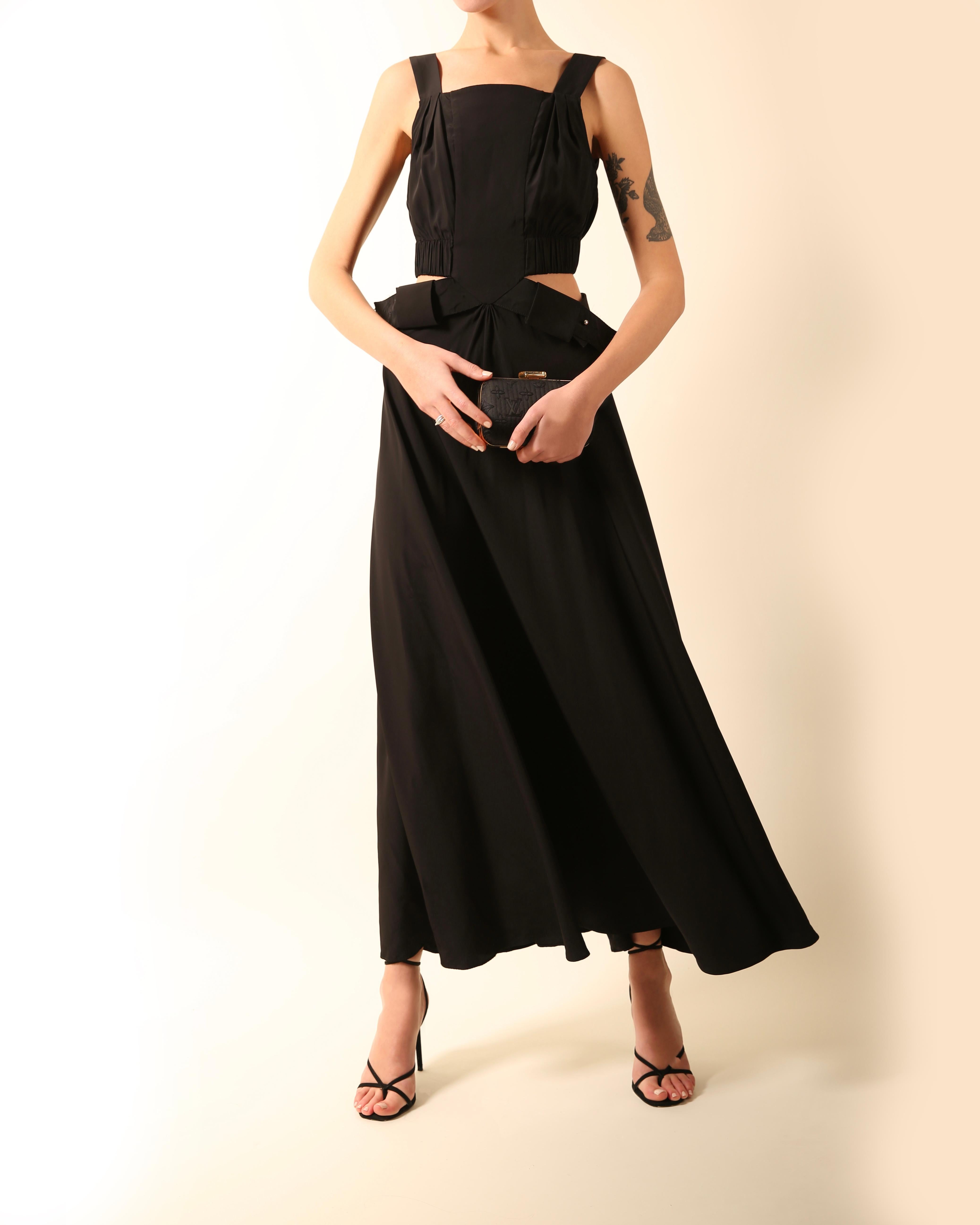 Black Louis Vuitton 2016 black cut out belted maxi dress FR 34