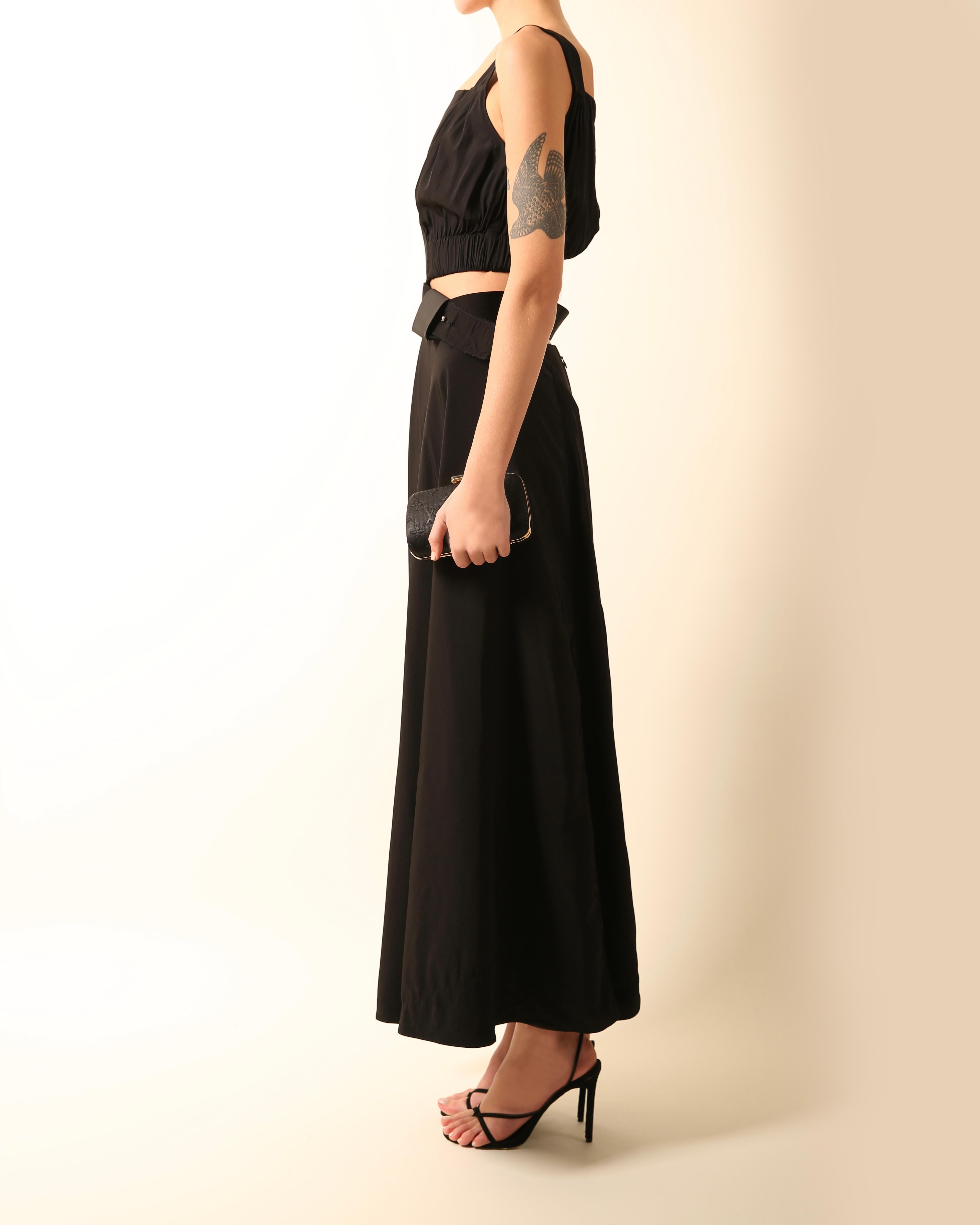 Women's Louis Vuitton 2016 black cut out belted maxi dress FR 34