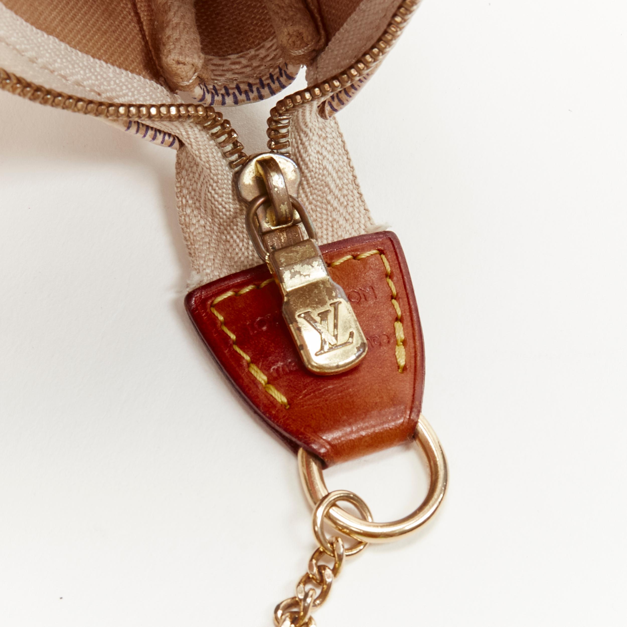 LOUIS VUITTON 2016 Damier Azur Mini Pochette top zip gold chain small bag 3