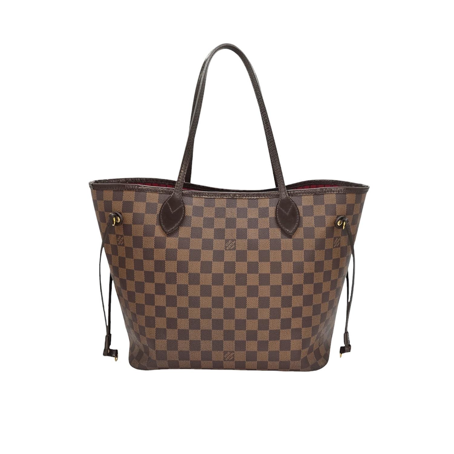 Brown Louis Vuitton 2016 Damier Ebene Neverfull MM w/ Pouch