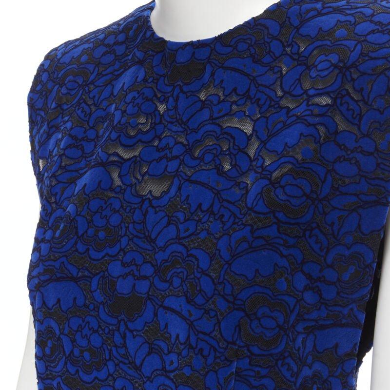 LOUIS VUITTON 2017 Pasarela azul cobalto floral efecto terciopelo chaleco de encaje FR36 XS en venta 4