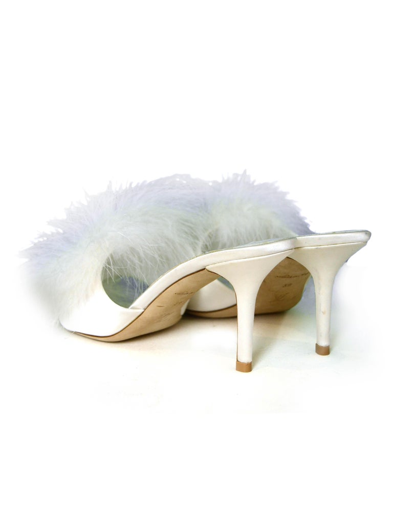 Louis Vuitton 2018 Blanc White Marabou Feather LV Marilyn Mules sz 39 rt.  $970 For Sale at 1stDibs | louis vuitton marabou heels, louis vuitton  marilyn slipper, marabou feather mules