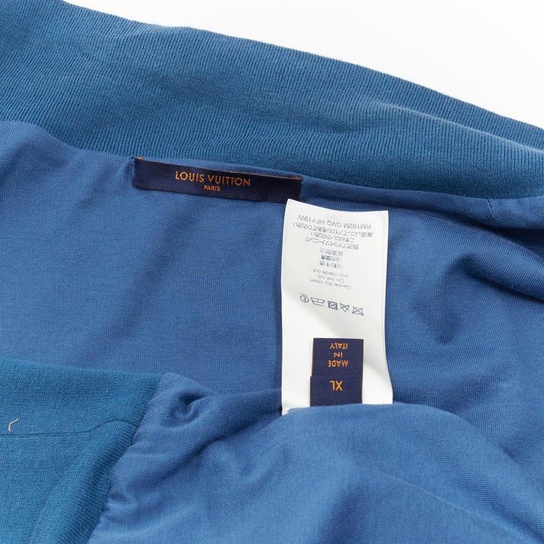 LOUIS VUITTON 2018 blue LV monogram cotton velour zip up track jacket XL at  1stDibs