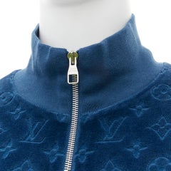 LOUIS VUITTON 2018 blue LV monogram cotton velour zip up track jacket XL