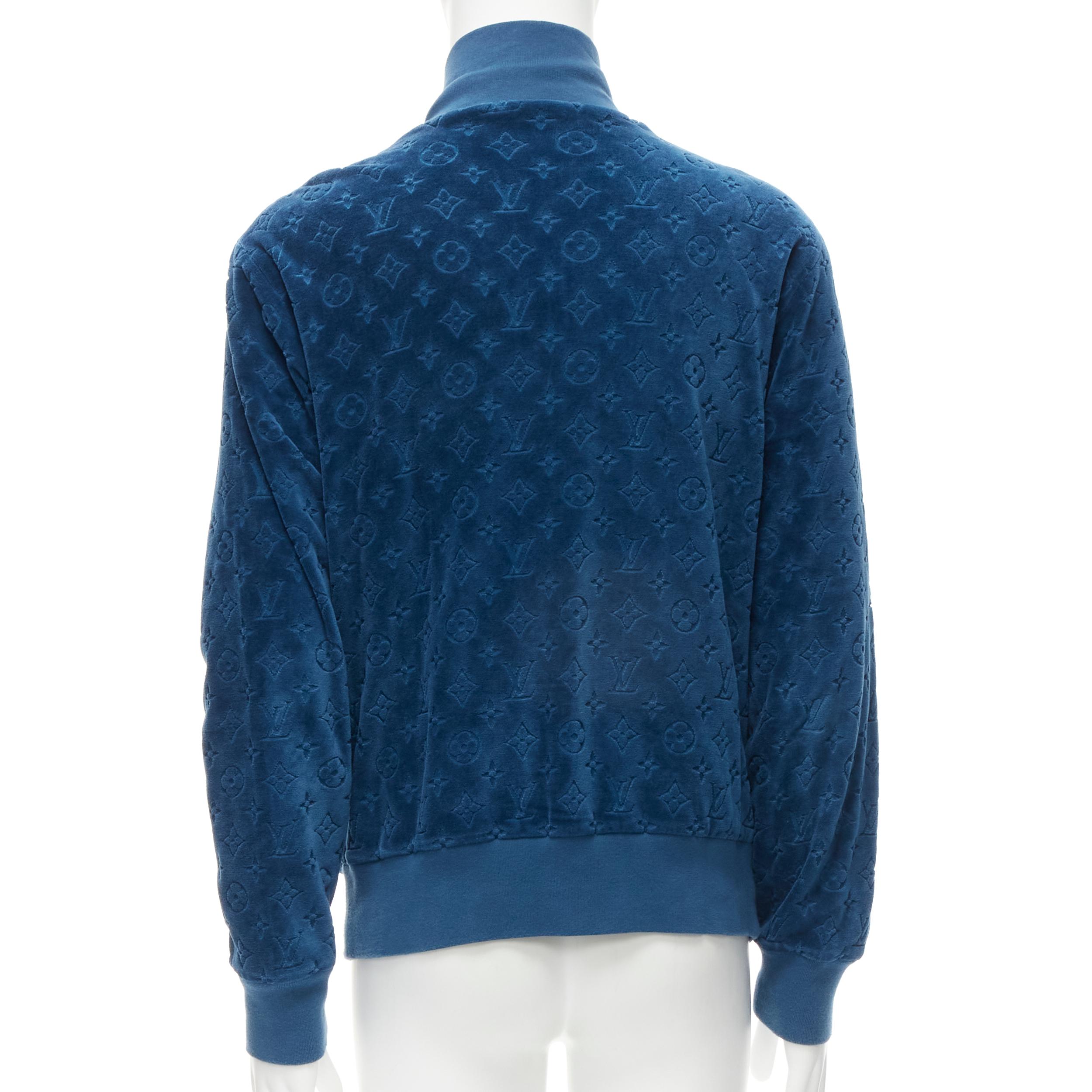 LOUIS VUITTON 2018 blue LV monogram cotton velour zip up track jacket XL 1