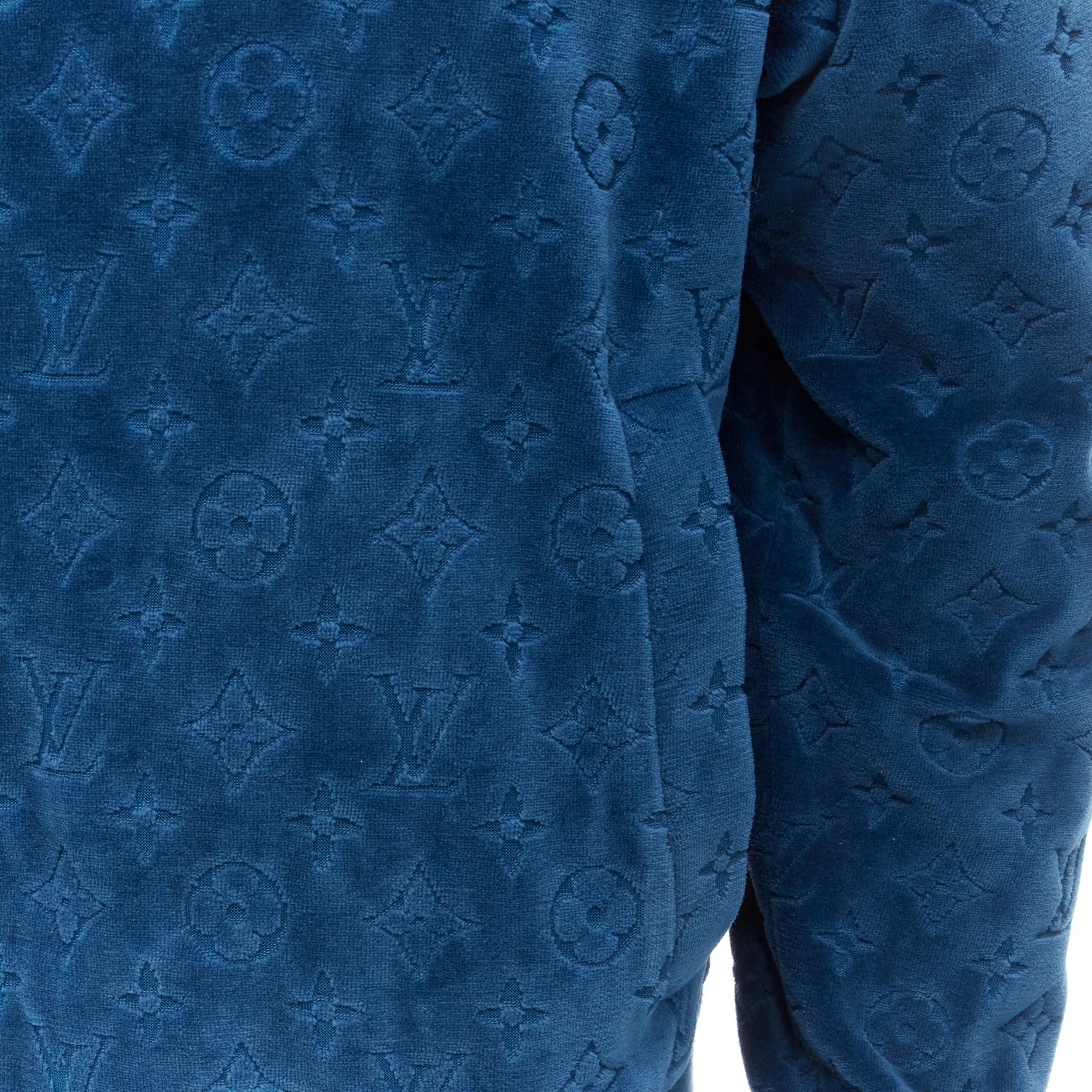 LOUIS VUITTON 2018 blue LV monogram cotton velour zip up track jacket XL 3