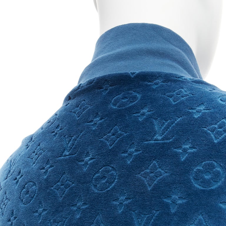 Louis Vuitton Blue Velour Jacket Monogram Logo Print | Tokyo Roses Vintage