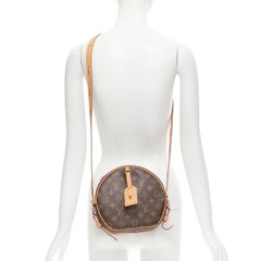LOUIS VUITTON 2018 Boite Chapeau MM brown coated canvas rounded top crossbody