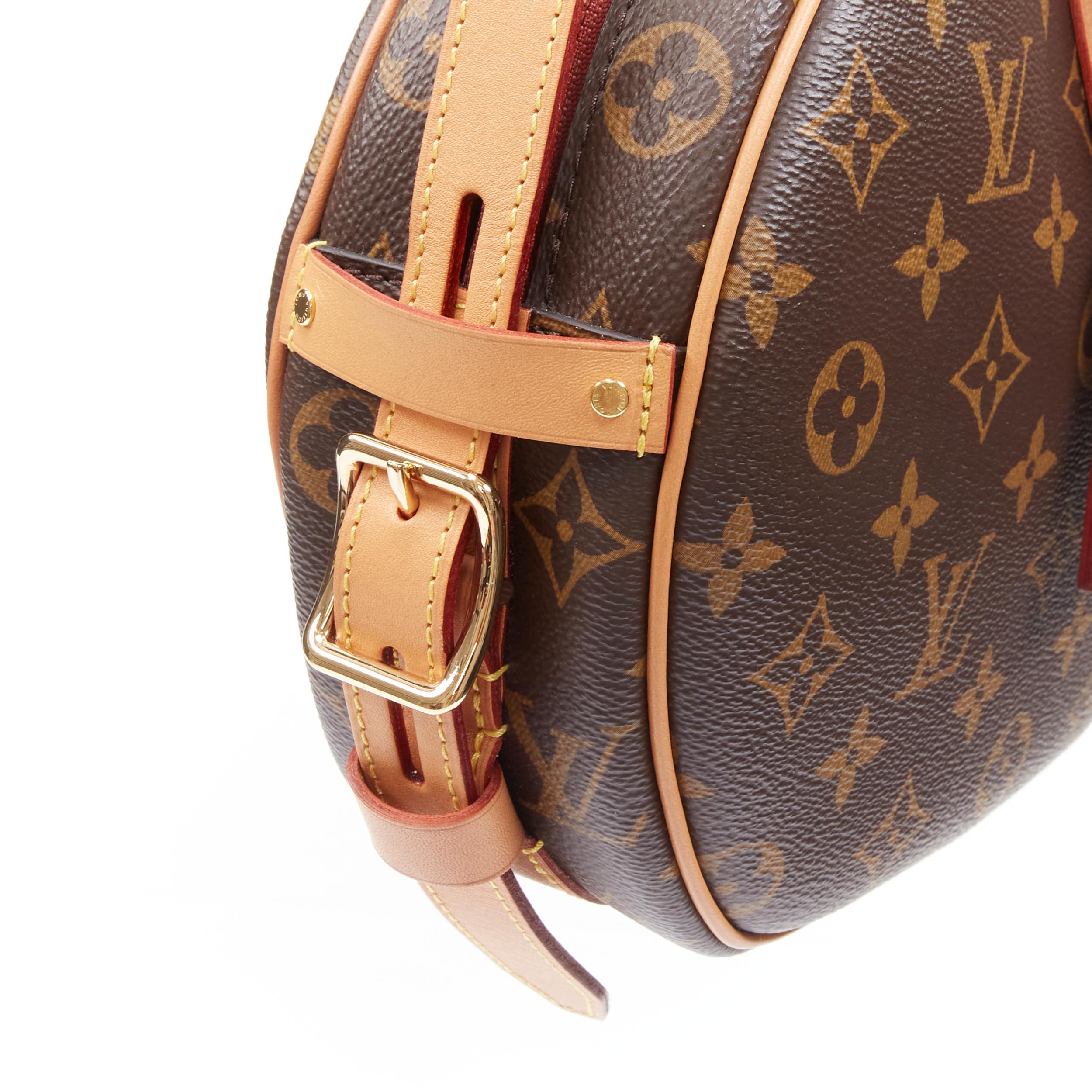 Women's LOUIS VUITTON 2018 Boite Chapeau MM brown coated canvas rounded top crossbody