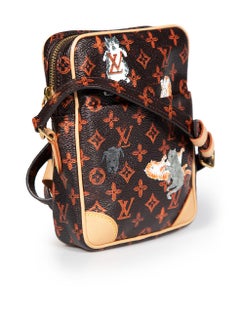 Louis Vuitton 2018 Brown Grace Coddington Catogram Paname MM Crossbody Bag