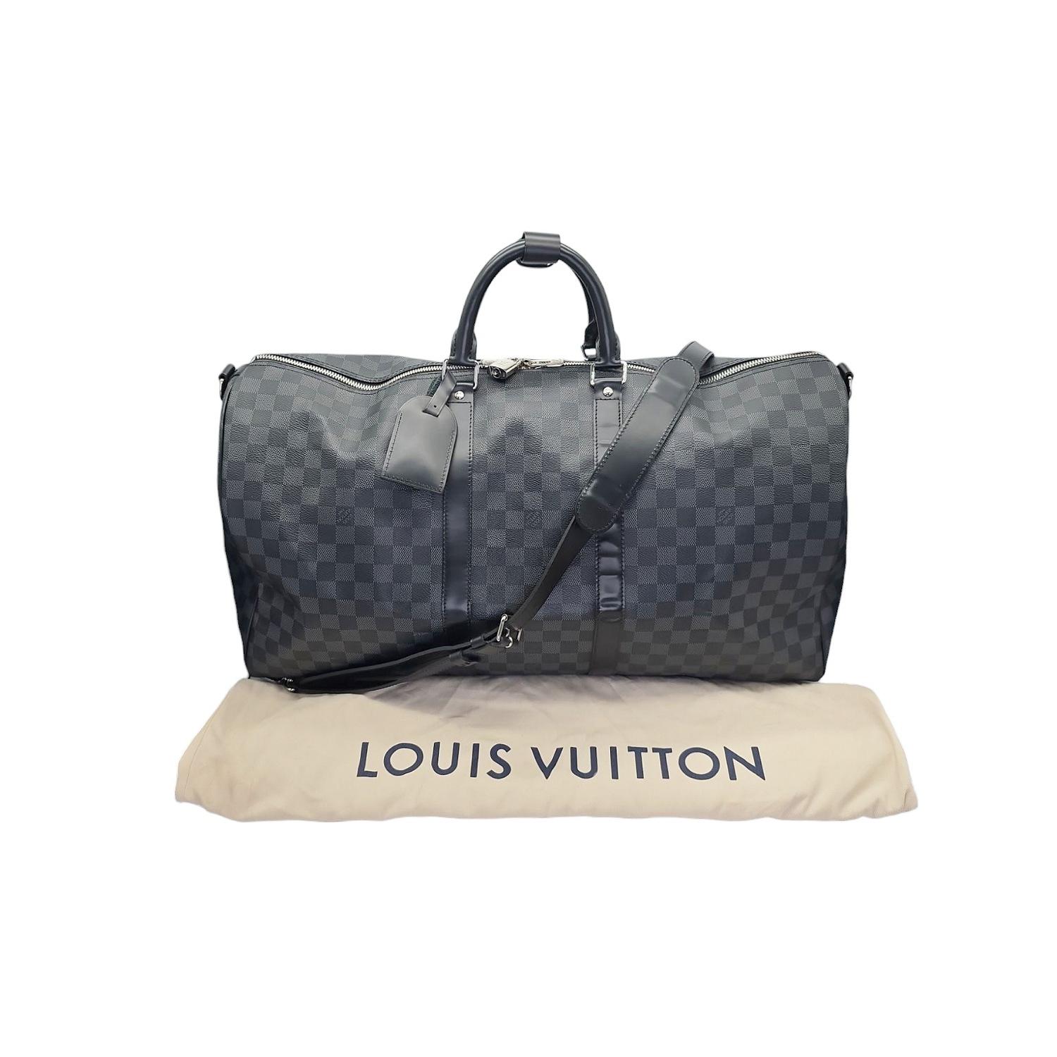 Women's or Men's Louis Vuitton 2018 Damier Graphite Keepall 55 Bandouliere