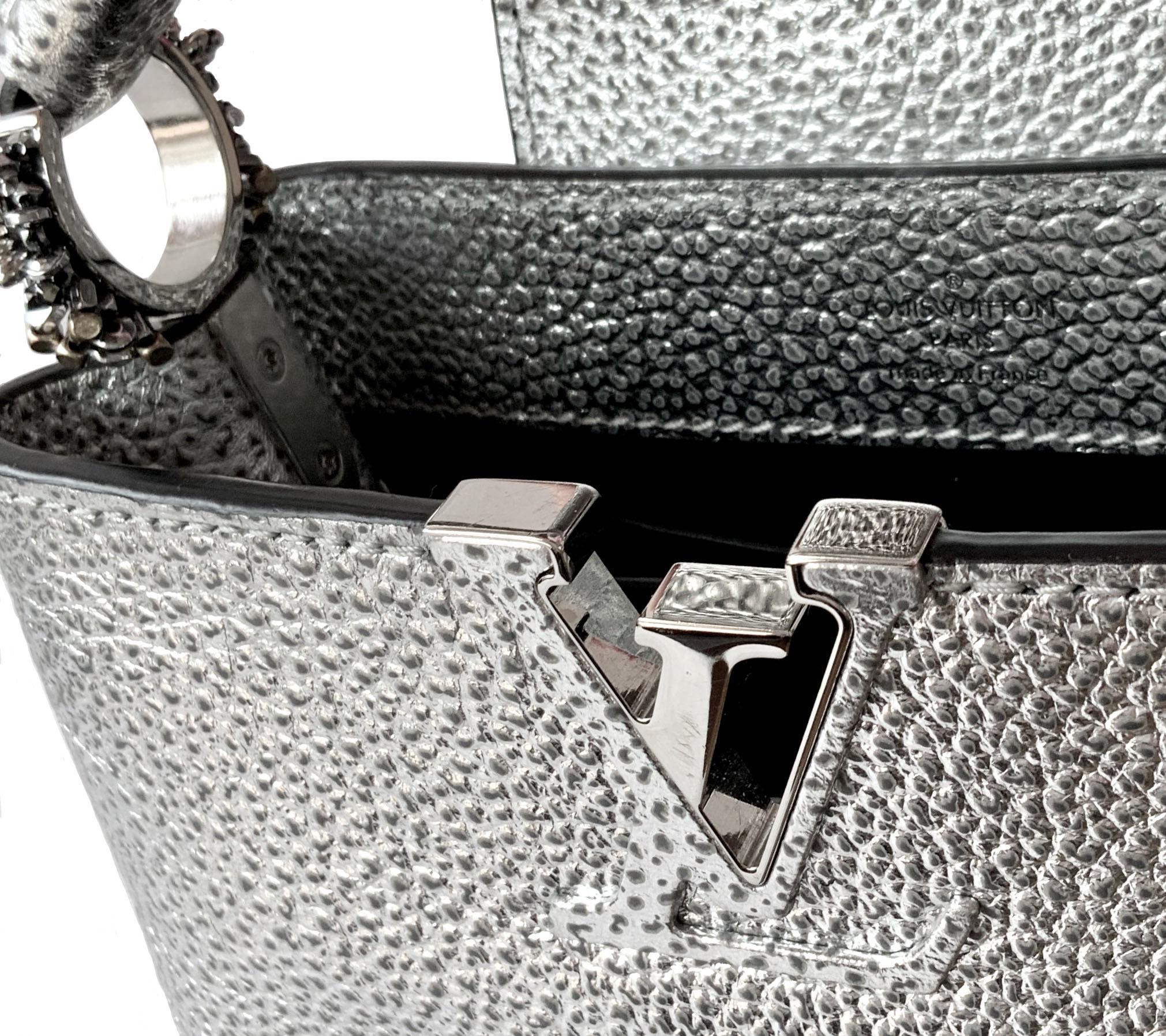 Louis Vuitton 2018 Limited Edition Metallic Silver Capucines Mini Bag 3