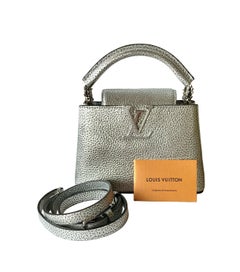 Louis Vuitton 2018 Limited Edition Metallic Silver Capucines Mini Bag