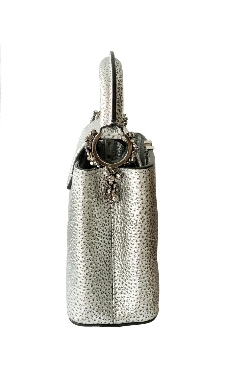 Louis Vuitton 2018 Limited Edition Metallic Silver Capucines Mini Bag