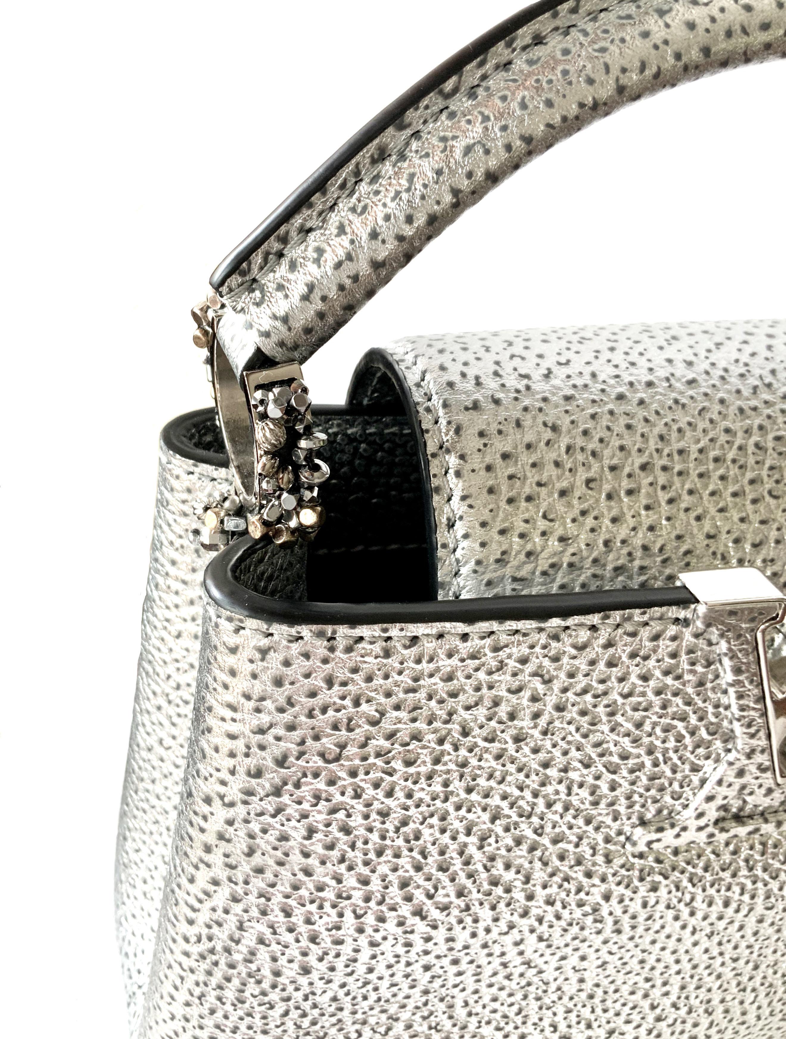 Louis Vuitton 2018 Limited Edition Metallic Silver Capucines Mini Bag 2