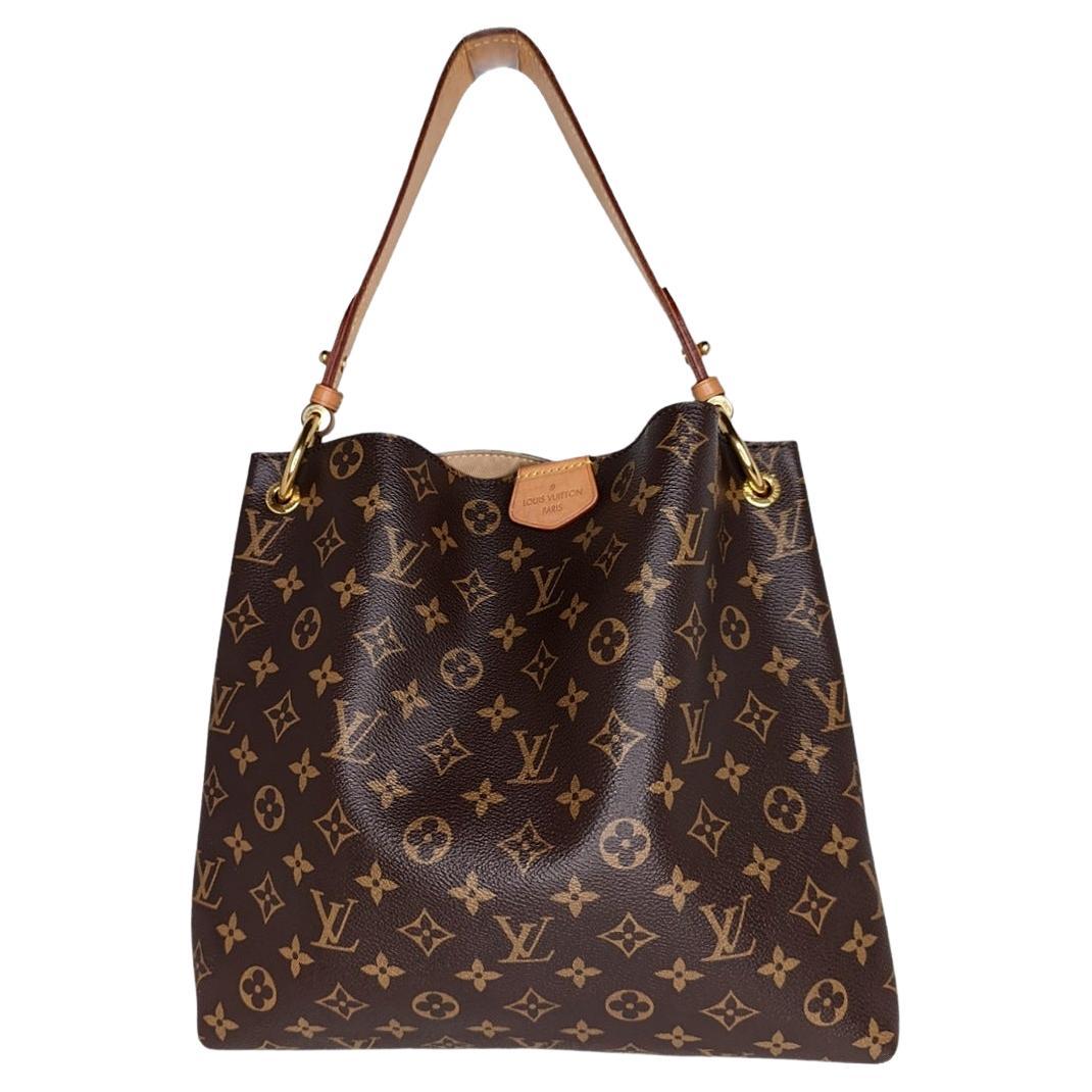 Louis Vuitton Graceful Tote Bag MM Brown Hobo Canvas Monogram Red Interior  Gold