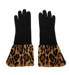 Louis Vuitton 2018 monogram mink fur and black suede gloves