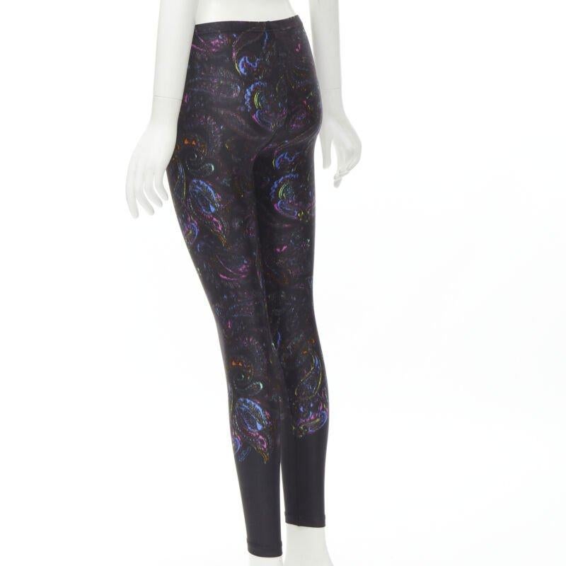 LOUIS VUITTON 2019 Schwarz-Blaues stretchiges Legging mit Paisleymuster FR34 XS selten im Angebot 2