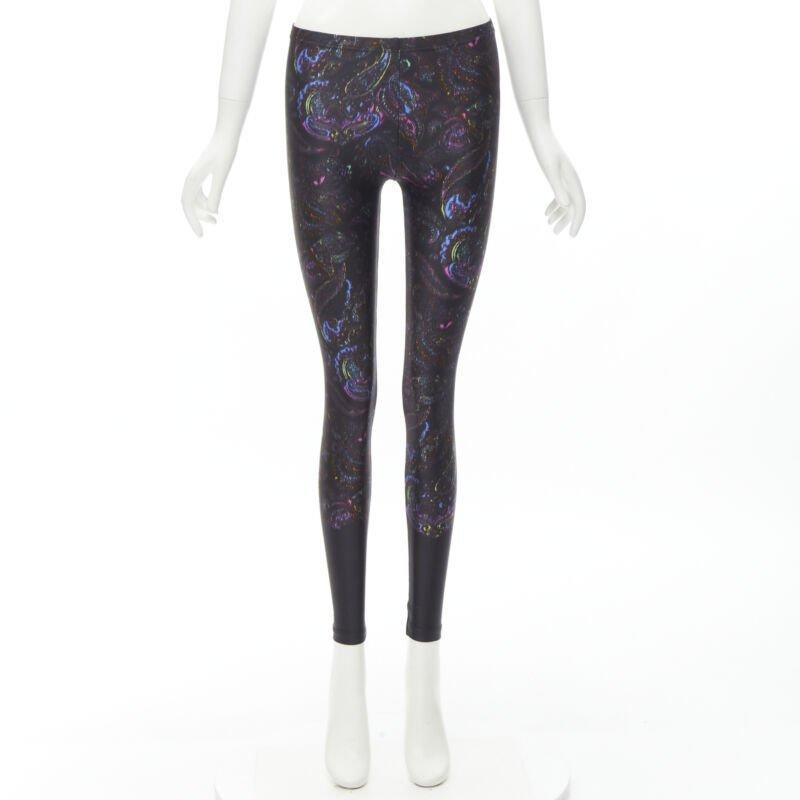 LOUIS VUITTON 2019 Schwarz-Blaues stretchiges Legging mit Paisleymuster FR34 XS selten im Angebot 5