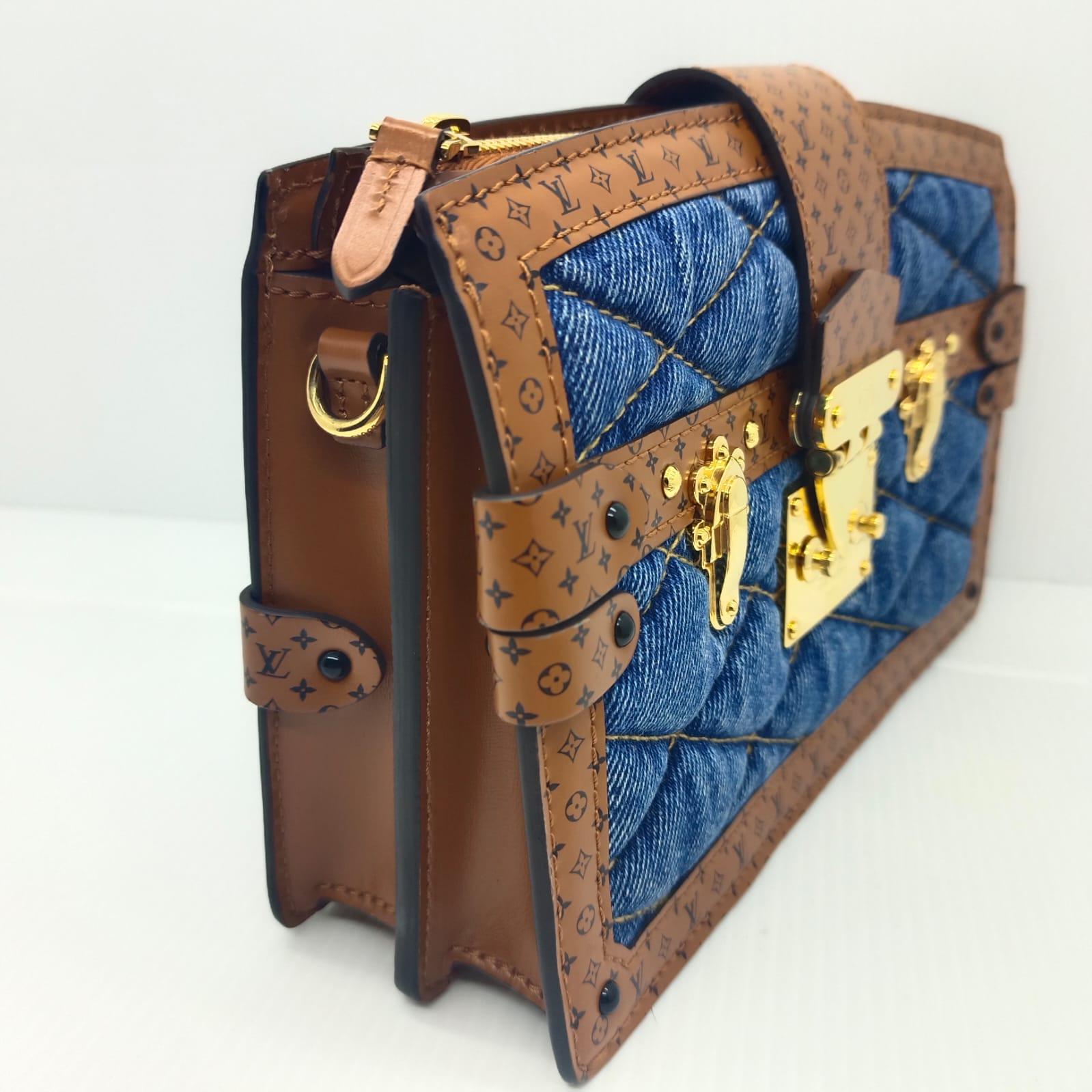 Louis Vuitton 2019 Blue Malletage Denim Trunk Clutch Crossbody Bag 6