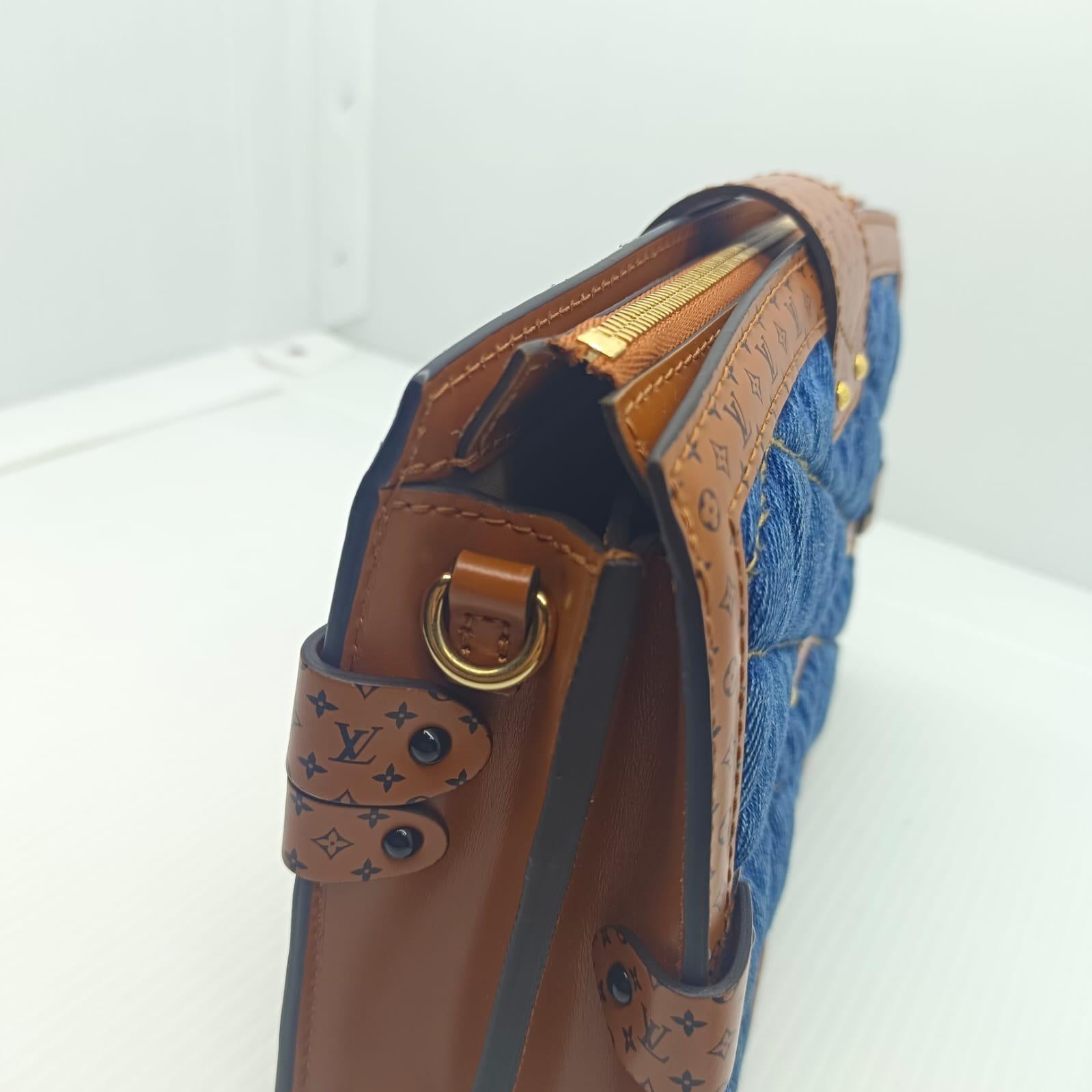 Louis Vuitton 2019 Blue Malletage Denim Trunk Clutch Crossbody Bag 3
